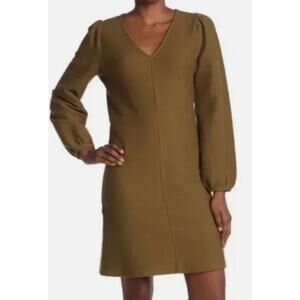Madewell‎ Olive Green Textured Ponte Balloon Sleeve Mini Dress Size Small